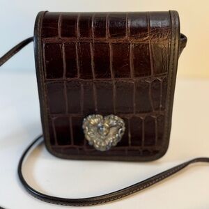 Brighton Brown Crocodile Embossed Crossbody Bag